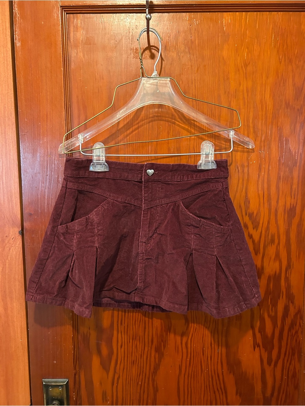 Celebrity pink burgundy corduroy mini skirt